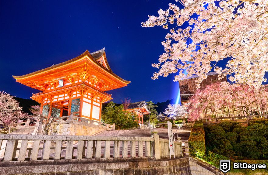 Bybit restricted countries: the Japanese shrine and sakura tree.