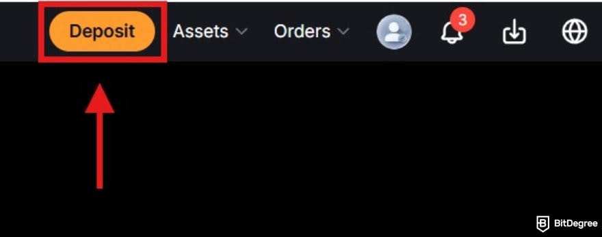 Bybit review: the deposit button on Bybit.