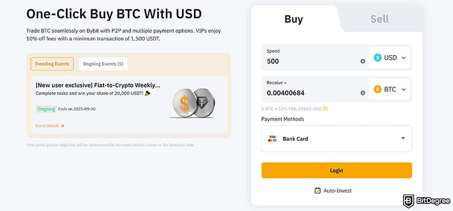 Bybit review: One-click buy BTC with USD.