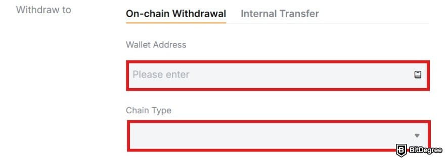 Bybit review: the withdrawal address on Bybit.