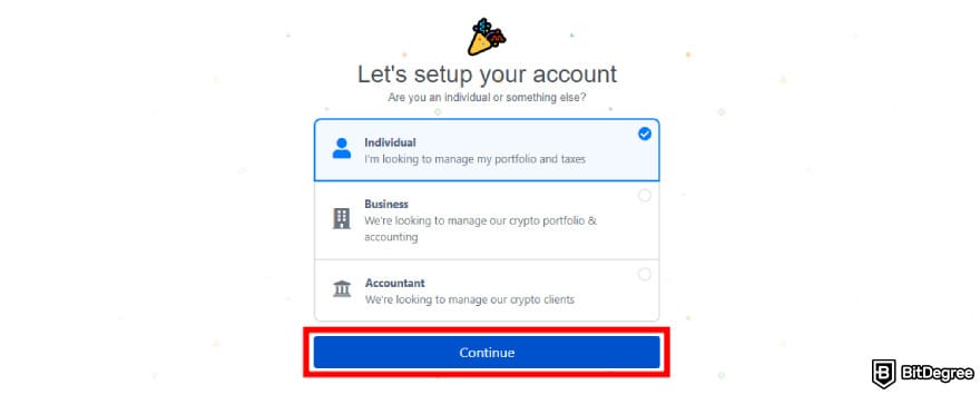 Bybit taxes: creating a Koinly account.