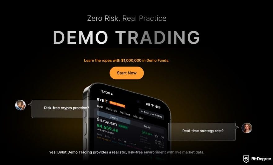 Bybit vs Bitget: Bybit's demo trading page. Bybit vs Bitget: Bybit's demo trading page.