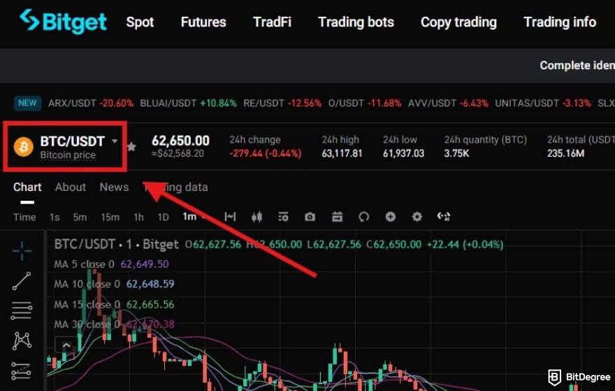 Bybit vs Bitget: the trading pair menu on Bitget's spot trading interface. Bybit vs Bitget: the trading pair menu on Bitget's spot trading interface.