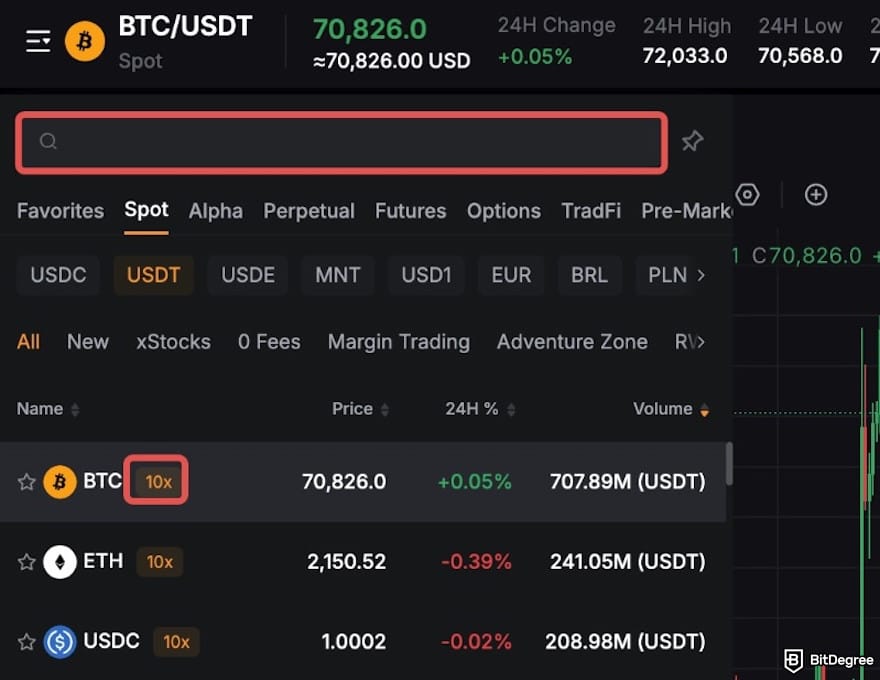 Bybit vs Kraken comparison: a list of trading pairs on Bybit.