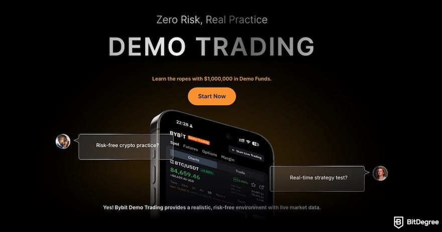 Bybit vs Kraken comparison: the demo trading interface on Bybit.