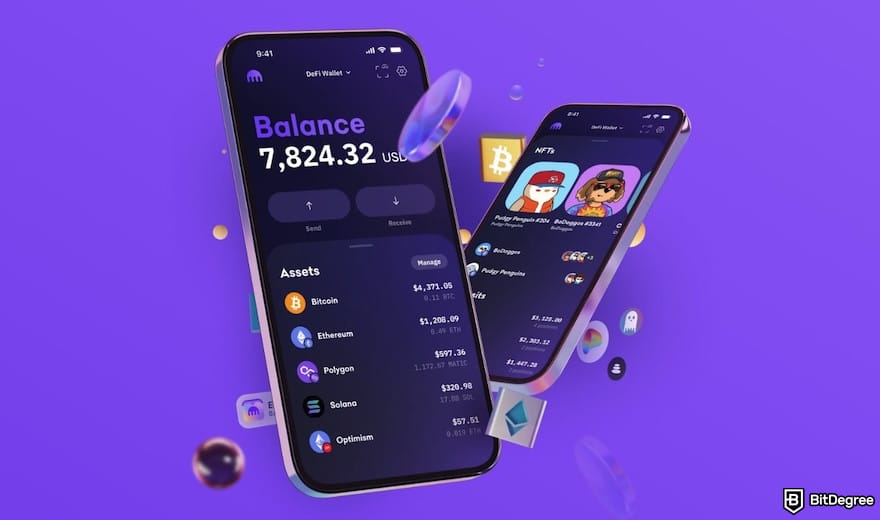 Bybit vs Kraken comparison: Kraken Wallet displayed on mobile devices.