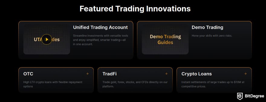 Bybit vs Phemex: additional trading features on Bybit.