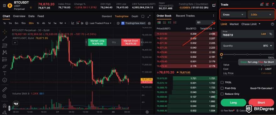 Bybit vs Phemex: Bybit margin mode options.