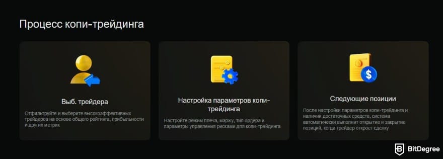 BYDFi обзор: этапы копитрейдинга.