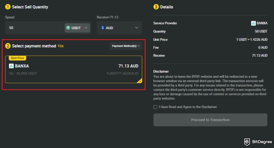 BYDFi review: payment methods and fees.
