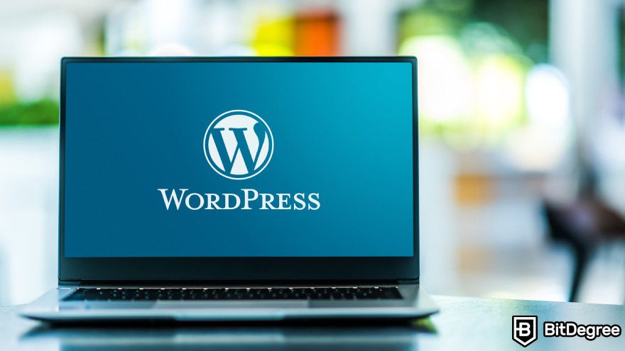 Can ChatGPT create a website: WordPress logo displayed on a laptop.