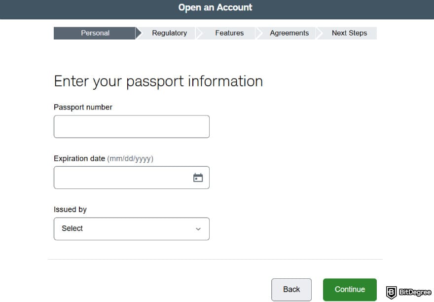 Can you buy crypto on Schwab: enter your passport information on Schwab.