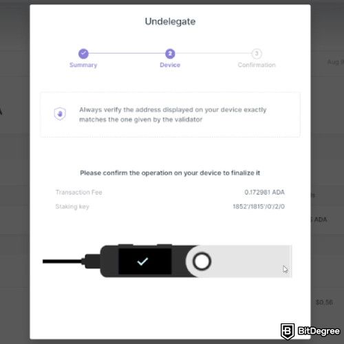 Cardano staking: confirm the process.