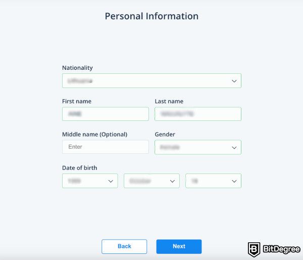 CEX.IO review: personal info.
