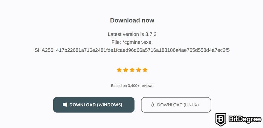 CGMiner review: a preview of CGMiner's download section.