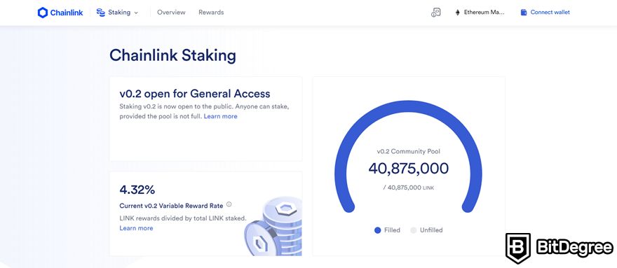 Chainlink staking: Chainlink website for staking.