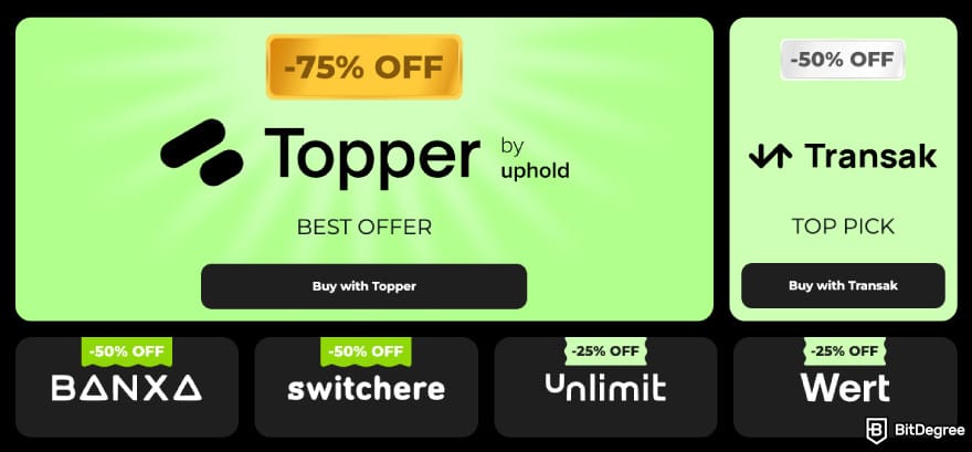 Changelly's on-ramp fiat partners during this Black Friday crypto sale.