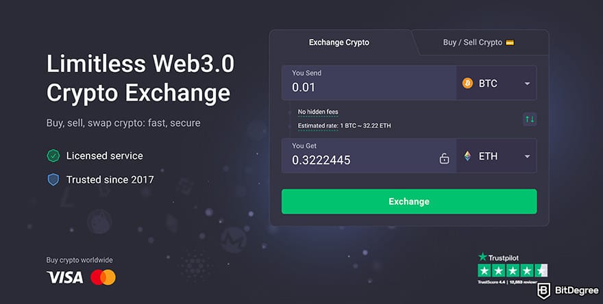 ChangeNOW review: the Bitcoin crypto exchange from homepage.