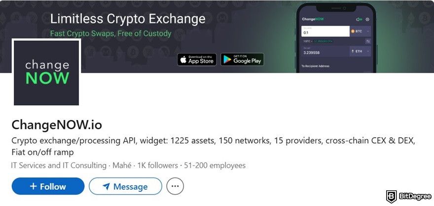 ChangeNOW review: ChangeNOW's company profile on LinkedIn.