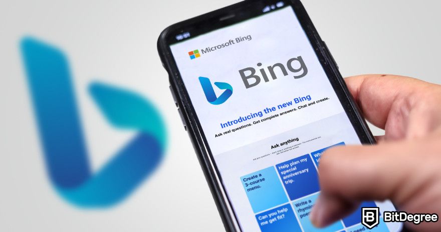 ChatGPT integration: Bing browser displayed on a phone.