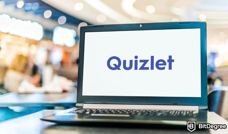 ChatGPT integration: Quizlet logo displayed on a laptop.