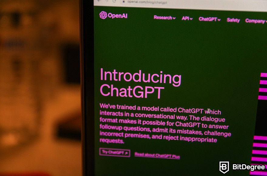 ChatGPT review: ChatGPT website on screen.