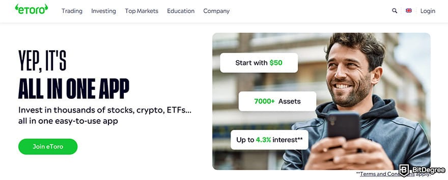 Cheapest cryptocurrency exchange: eToro.