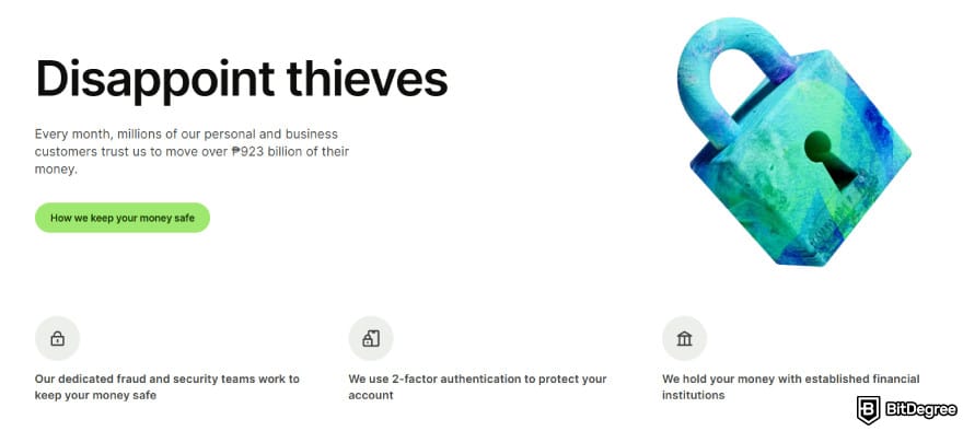 Cheapest way to send money to Philippines: Wise security and fraud protection.