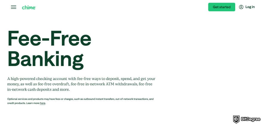 Chime review: Chime fee-free banking page.