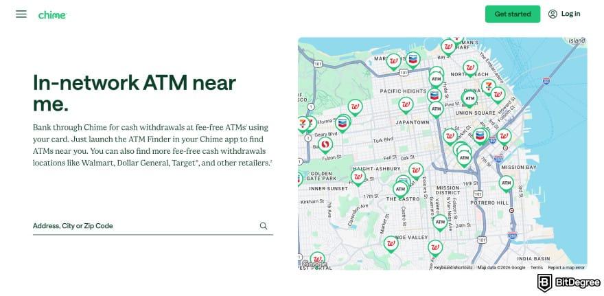 Chime review: Chime in-network ATM page.