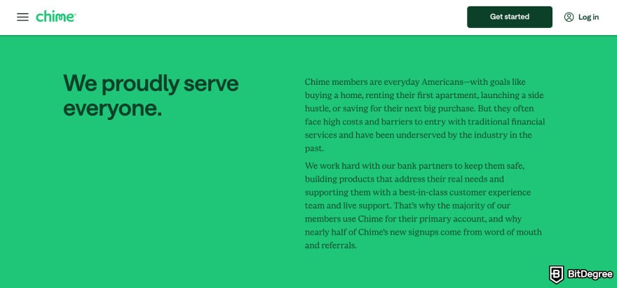 Chime review: Chime serve everyone page.