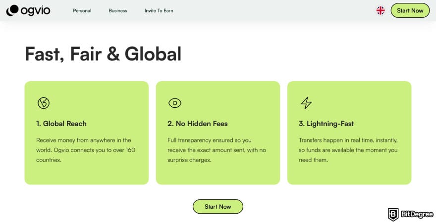 Chime review: Ogvio receive money page.