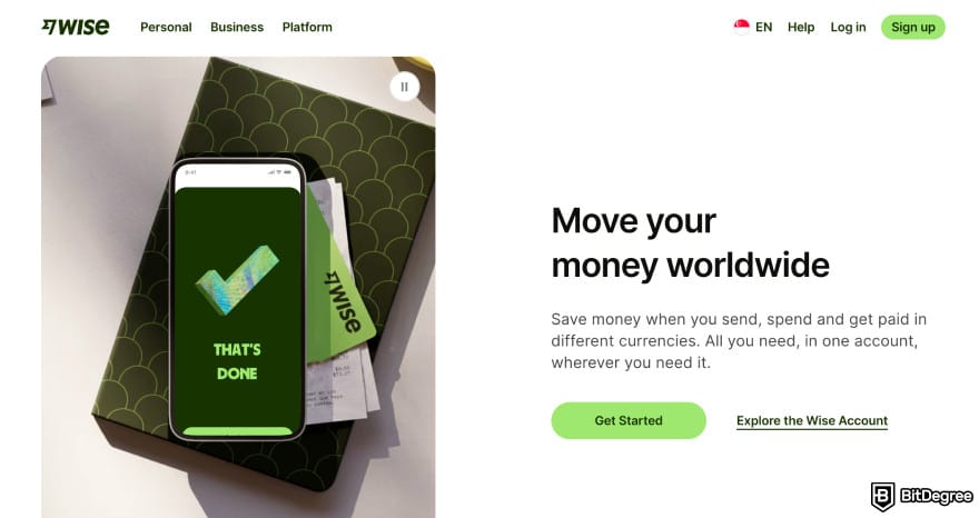 Chime review: Wise app page.