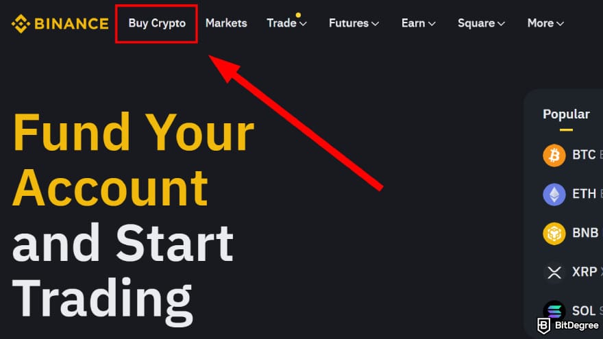 Chinese crypto coins: navigate to Buy Crypto page.