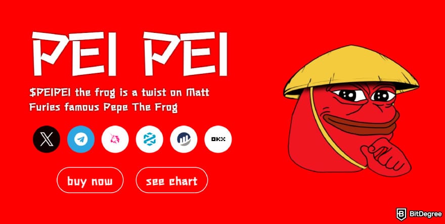 Chinese crypto coins: Promotional banner for PEIPEI meme coin.