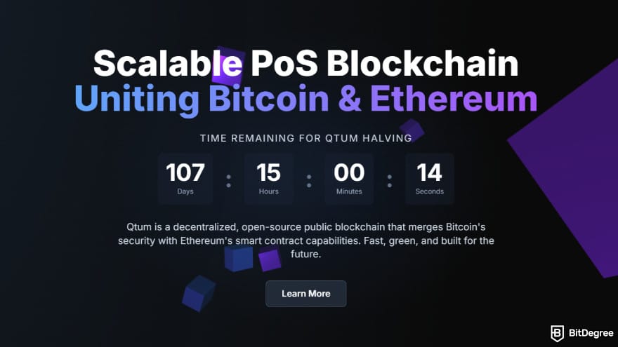 Chinese crypto coins: Qtum landing page.