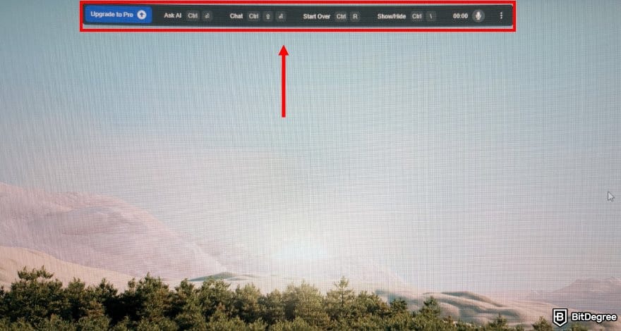 Cluely AI review: the overlay bar of the Cluely app on Windows.