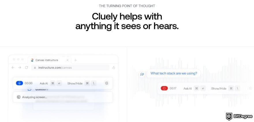 Cluely AI review: the illustration of how Cluely sees and hears your screen.