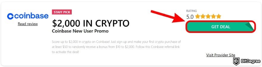 Coinbase Black Friday: select [Get Deal].