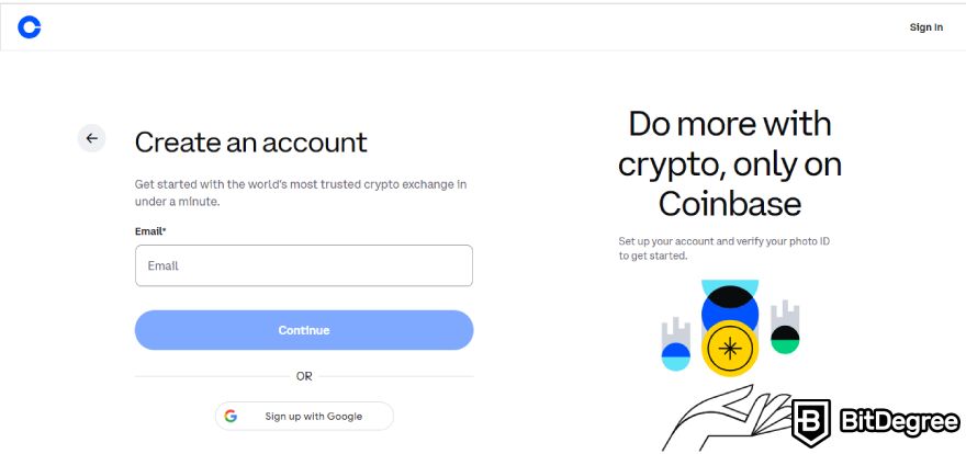 Sàn Coinbase là gì: Nhập email.