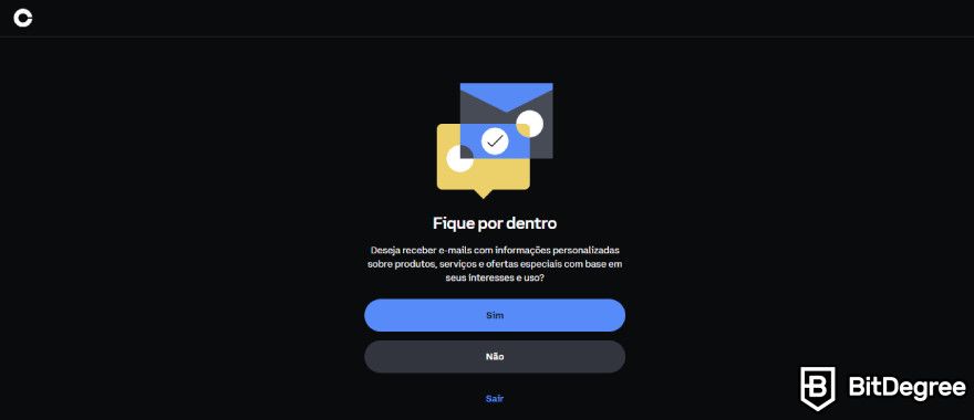 Análise da Coinbase: Preferências de E-mail