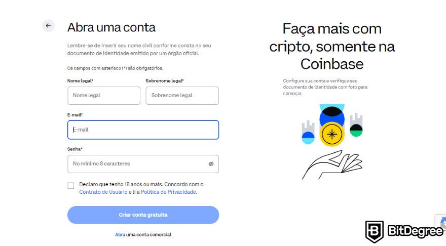 Análise da Coinbase: Abra uma Conta