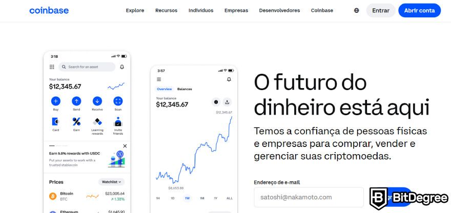 Análise da Coinbase: Homepage