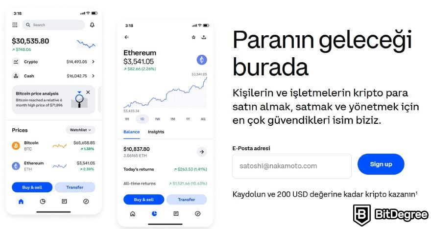 Coinbase Güvenilir Mi: Giriş sayfası.