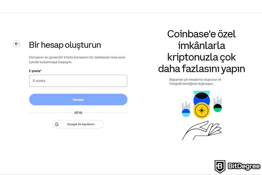 Coinbase Güvenilir Mi: Hesap giriş.