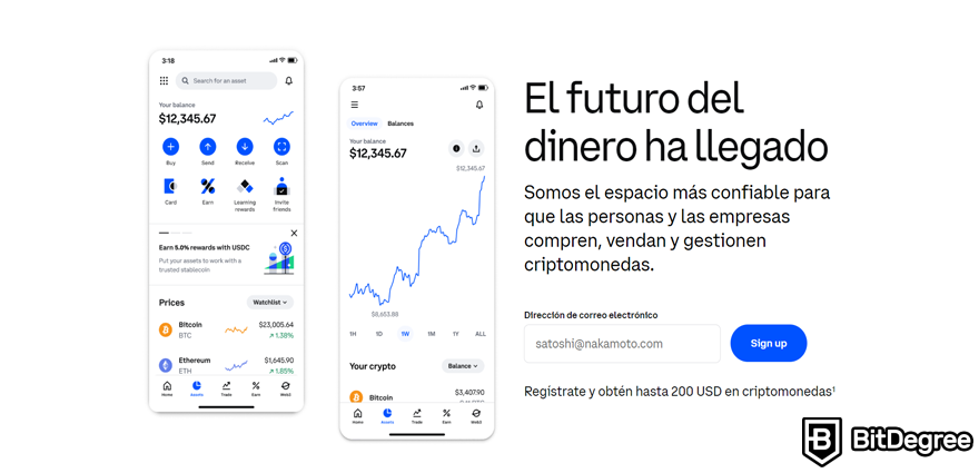 Coinbase Opiniones: Página Principal.