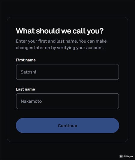 Coinbase review: enter your name.