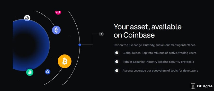 Coinbase vs Binance: asset listing on Coinbase.