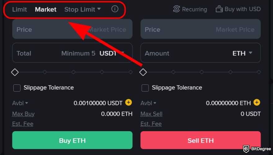 Coinbase vs Binance: pick order type.