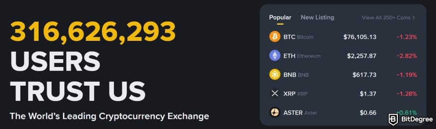 Coinbase vs Binance: Binance's users count.